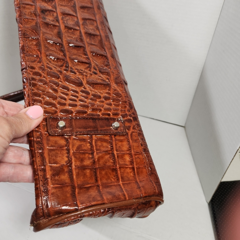 Veari hornback authentic crocodile leather xl tote bag purse carmel brown euc! - Picture 8 of 16